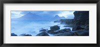 Framed Black Cuillin and waves at coast, Elgol, Isle of Skye, Inner Hebrides, Highlands Region, Scotland