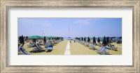 Framed Deck chairs and umbrellas on the beach, Viareggio, Tuscany, Italy