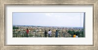 Framed Tourists looking at city from Leaning Tower Of Pisa, Piazza Dei Miracoli, Pisa, Tuscany, Italy
