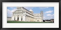 Framed Tower with a cathedral, Leaning Tower Of Pisa, Pisa Cathedral, Piazza Dei Miracoli, Pisa, Tuscany, Italy