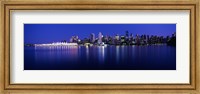 Framed Vancouver skyline at night, British Columbia, Canada