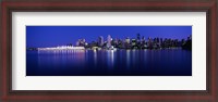 Framed Vancouver skyline at night, British Columbia, Canada
