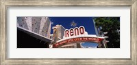 Framed Low angle view of the Reno Arch at Virginia Street, Reno, Nevada