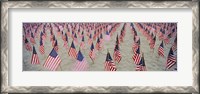 Framed 9/11 tribute flags, Pepperdine University, Malibu, California, USA