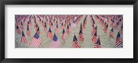 Framed 9/11 tribute flags, Pepperdine University, Malibu, California, USA