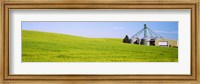 Framed Wheat field with silos in the background, Palouse County, Washington State