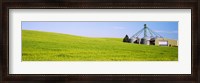 Framed Wheat field with silos in the background, Palouse County, Washington State