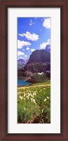 Framed Beargrass with Grinnell Lake in the background, US Glacier National Park, Montana