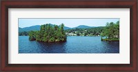 Framed Wooded island, Lake George, New York State, USA