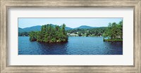 Framed Wooded island, Lake George, New York State, USA