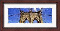 Framed Low angle view of a suspension bridge, Brooklyn Bridge, New York City, New York State, USA