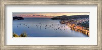 Framed Elevated view of a city at dusk, Villefranche-Sur-Mer, Alpes-Maritimes, Provence-Alpes-Cote d'Azur, France