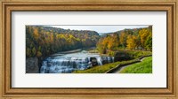 Framed Middle Falls in autumn, Letchworth State Park, New York State