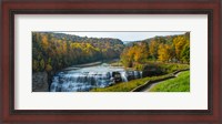 Framed Middle Falls in autumn, Letchworth State Park, New York State