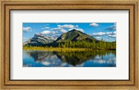 Framed Mount Rundle and Sulphur Mountain reflecting in Vermilion Lake in the Bow River valley at Banff National Park, Alberta, Canada