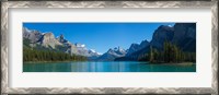 Framed Maligne Lake with Canadian Rockies in the background, Jasper National Park, Alberta, Canada