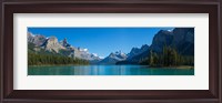 Framed Maligne Lake with Canadian Rockies in the background, Jasper National Park, Alberta, Canada