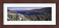 Framed High angle view of a lake with mountains in the background, Lake Tahoe, California, USA