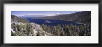 Framed High angle view of a lake with mountains in the background, Lake Tahoe, California, USA