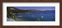 Framed Boats in a lake with mountains in the background, Lake Tahoe, California, USA