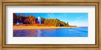 Framed Forty Mile Point Lighthouse on the beach, Michigan, USA