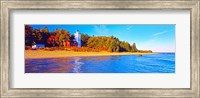 Framed Forty Mile Point Lighthouse on the beach, Michigan, USA