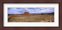 Framed Landscape view of Pecos Pueblo mission church ruins, Pecos National Historical Park, New Mexico, USA