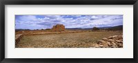 Framed Landscape view of Pecos Pueblo mission church ruins, Pecos National Historical Park, New Mexico, USA