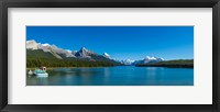 Framed Lake with mountains in the background, Maligne Lake, Jasper National Park, Alberta, Canada