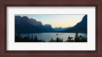 Framed Sunset over St. Mary Lake with Wild Goose Island, US Glacier National Park, Montana, USA