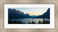 Framed Sunset over St. Mary Lake with Wild Goose Island, US Glacier National Park, Montana, USA