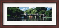 Framed Swan boat in the pond at Boston Public Garden, Boston, Massachusetts, USA