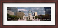 Framed Government building and fountain surrounded by Gateway Arch, Old Courthouse, St. Louis, Missouri, USA