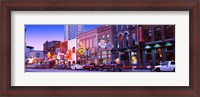 Framed Street scene at dusk, Nashville, Tennessee, USA