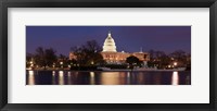 Framed Government building lit up at dusk, Capitol Building, National Mall, Washington DC, USA
