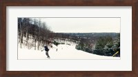 Framed People skiing and snowboarding on Hunter Mountain, Catskill Mountains, Hunter, Greene County, New York State, USA