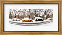 Framed Snow covered cars parked on the street in a city, Lower East Side, Manhattan, New York City, New York State, USA