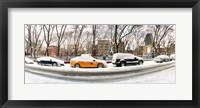 Framed Snow covered cars parked on the street in a city, Lower East Side, Manhattan, New York City, New York State, USA