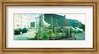 Framed Broken gate to a construction yard on a street, Williamsburg, Brooklyn, New York City, New York State, USA