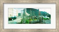 Framed Broken gate to a construction yard on a street, Williamsburg, Brooklyn, New York City, New York State, USA