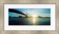 Framed Suspension bridge over a river, Williamsburg Bridge, East River, Lower East Side, Manhattan, New York City, New York State