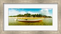 Framed Small wooden boat moored on the beach, Morro De Sao Paulo, Tinhare, Cairu, Bahia, Brazil