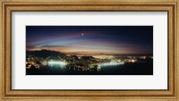 Framed Rio de Janeiro lit up at night viewed from Sugarloaf Mountain, Brazil
