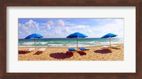 Framed Lounge chairs and beach umbrellas on the beach, Fort Lauderdale Beach, Florida, USA