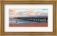 Framed Couple sitting on the beach at sunset, Fort Lauderdale, Florida, USA