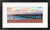 Framed Couple sitting on the beach at sunset, Fort Lauderdale, Florida, USA