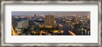 Framed High angle view of city at dusk, Chao Phraya River, Bangkok, Thailand