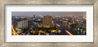 Framed High angle view of city at dusk, Chao Phraya River, Bangkok, Thailand