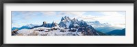 Framed Snow covered mountains, Dolomites, Dolomiti Di Sesto Nature Park, Hochpustertal, Alta Pusteria, South Tyrol, Italy