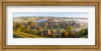 Framed High angle view of a village, Naunton, Cotswold Hills, Gloucestershire, England
